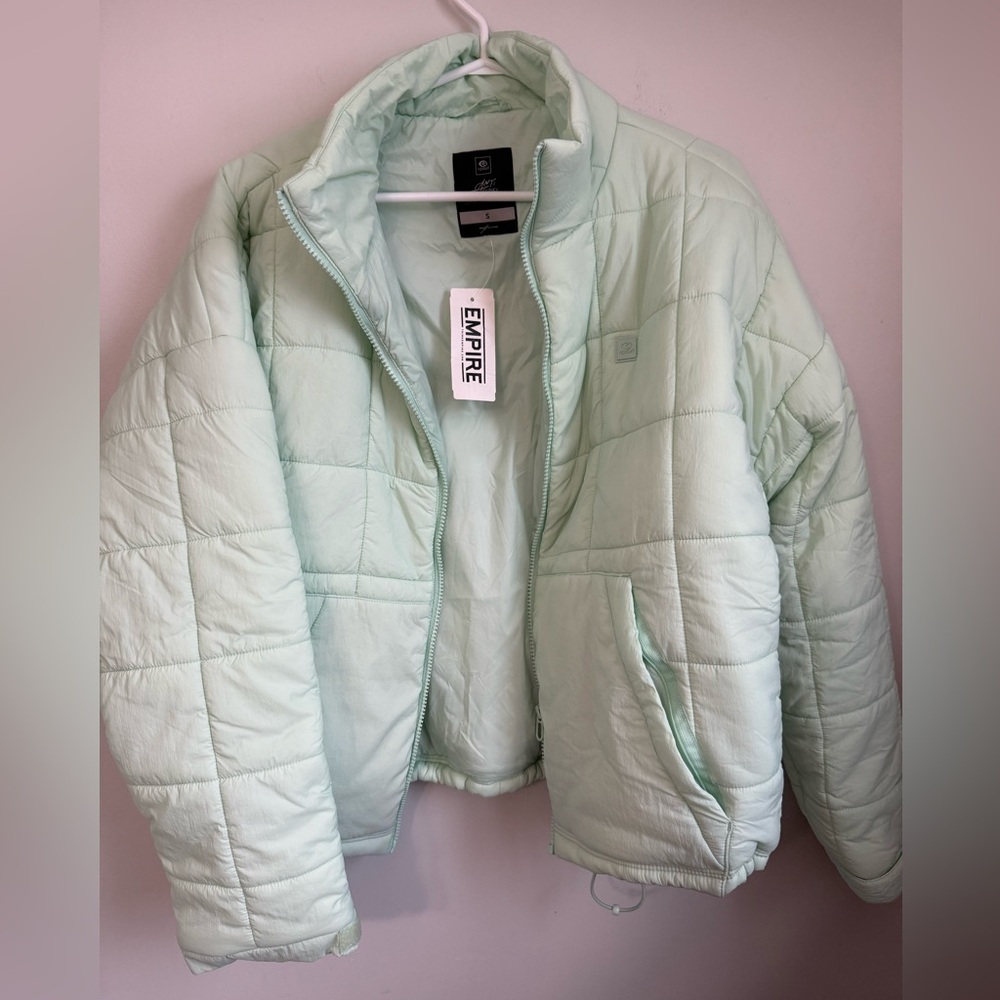 Rip Curl Women's Quilted Anotea pack able lightweight Mint Green Puffer Jacket - Picture 3 of 5